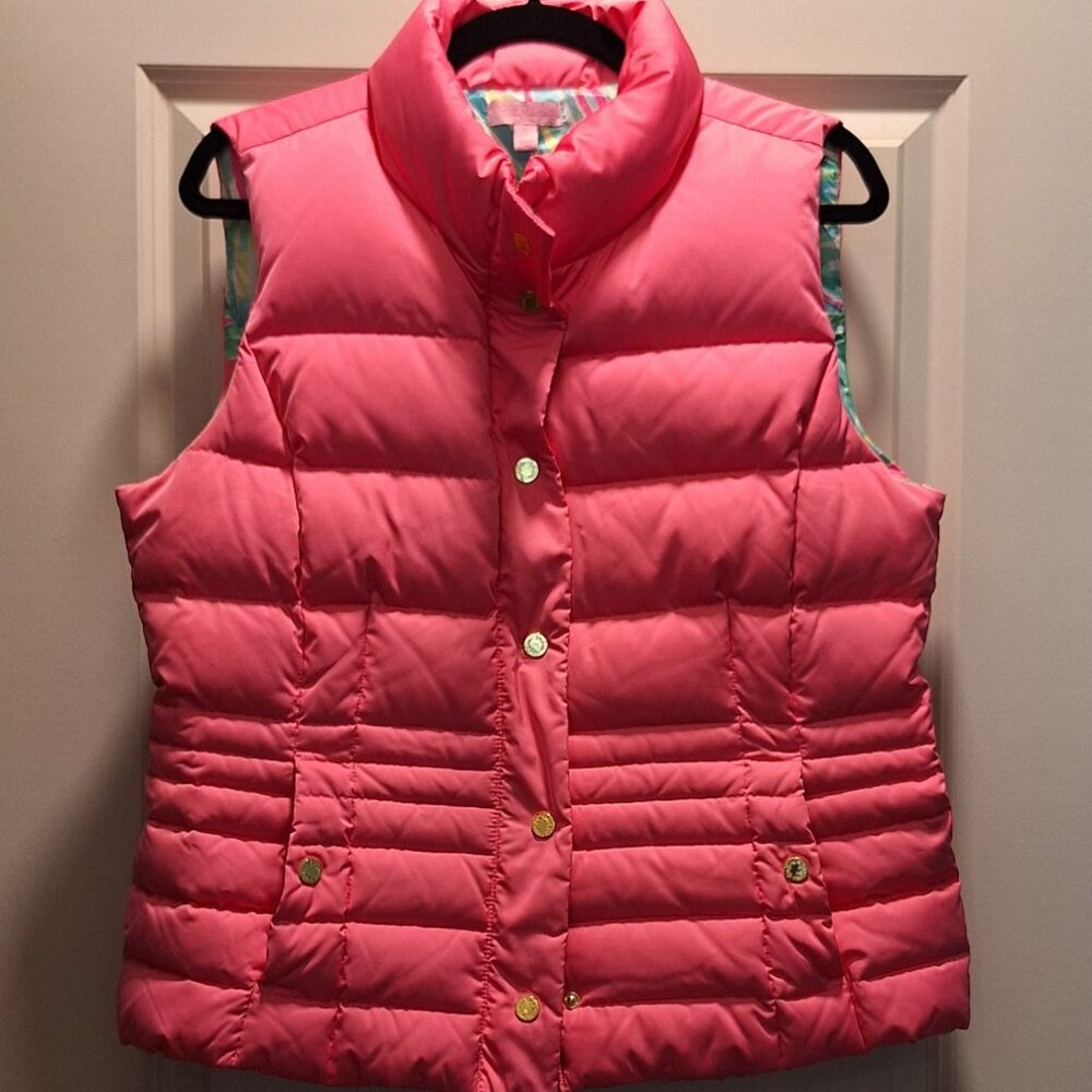 Puffy pink vest, Lilly Pulitzer